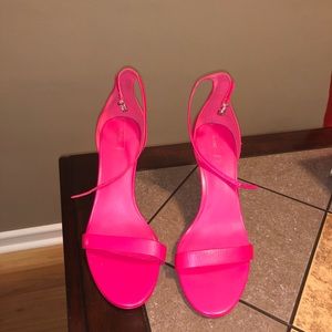 Pink open toe heels